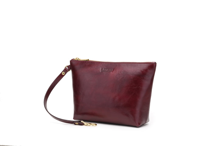 Naomi Zipper Clutch | Cherry Leather