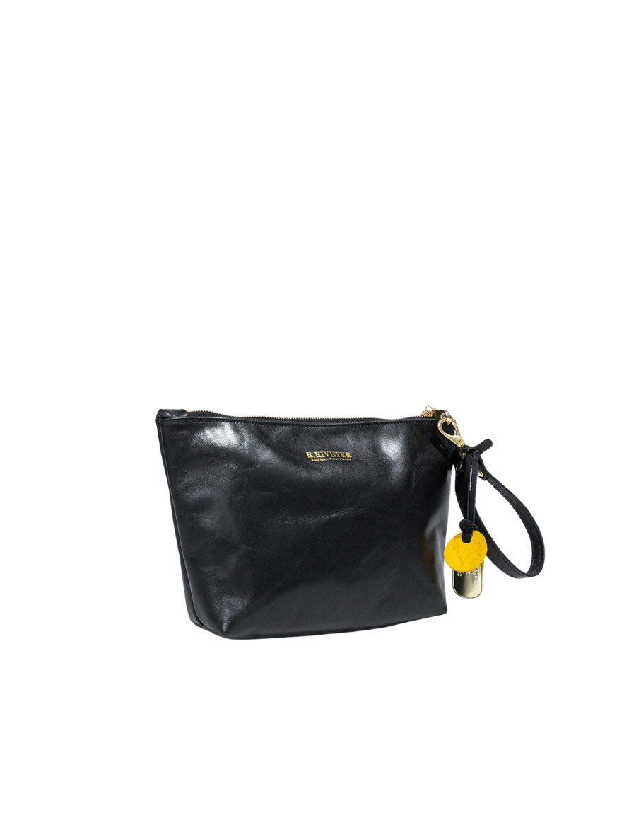 Naomi Zipper Clutch  | Black Leather