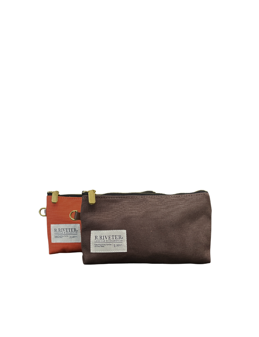 Lucy Zipper Pouch | Umber Brown Canvas