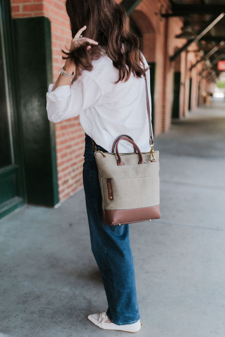 Otto Tote | Fatigue Washed Canvas + Brown Leather
