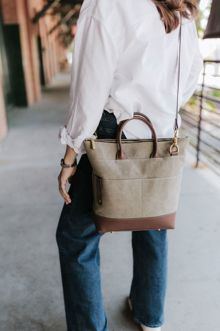 Otto Tote | Fatigue Washed Canvas + Brown Leather
