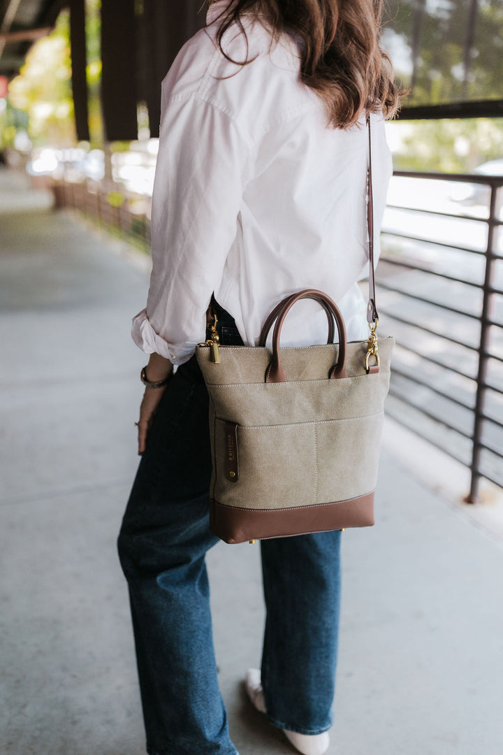 Otto Tote | Fatigue Washed Canvas + Brown Leather