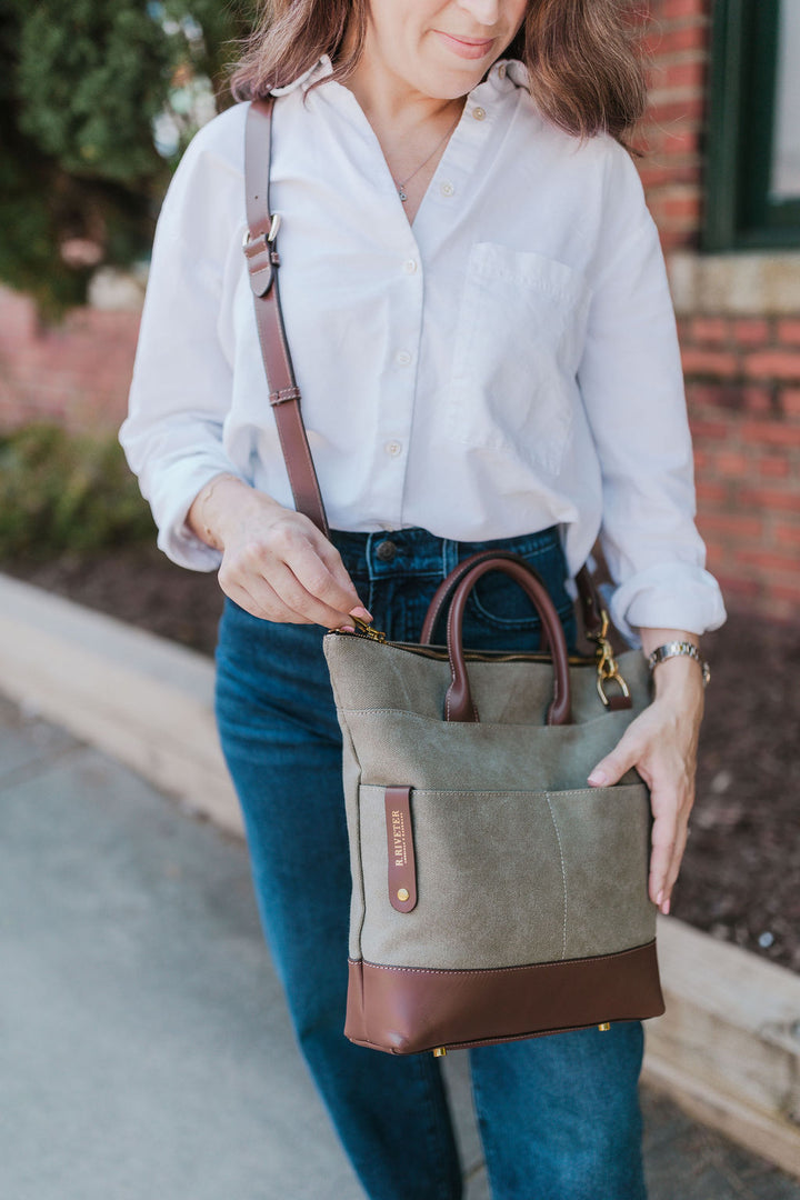 Otto Tote | Fatigue Washed Canvas + Brown Leather