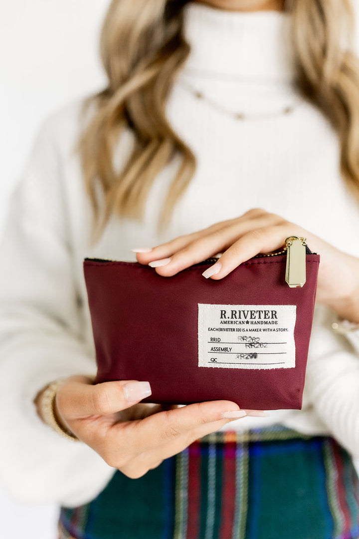 Lucy Mini Zipper Pouch | Wine Nylon