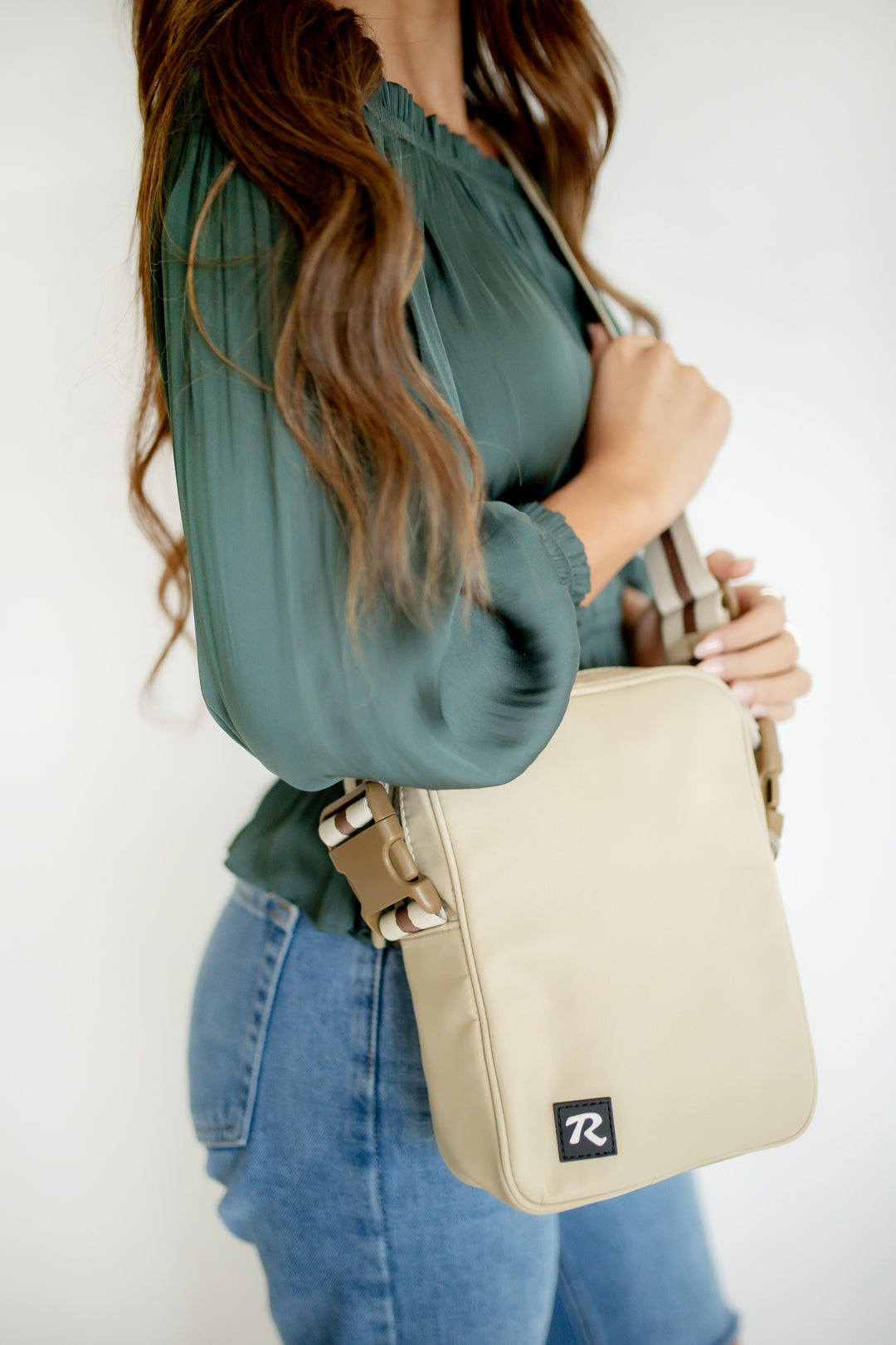 Martha  | Khaki Nylon + Neutral Stripe Webbed Strap