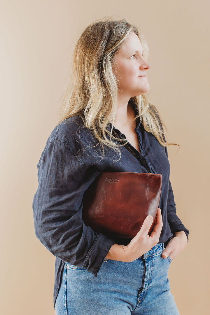 Naomi Zipper Clutch | Cherry Leather