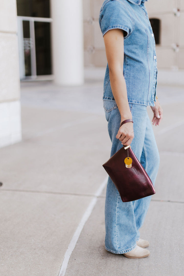 Naomi Zipper Clutch | Cherry Leather