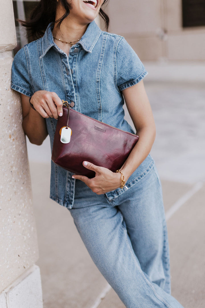 Naomi Zipper Clutch | Cherry Leather