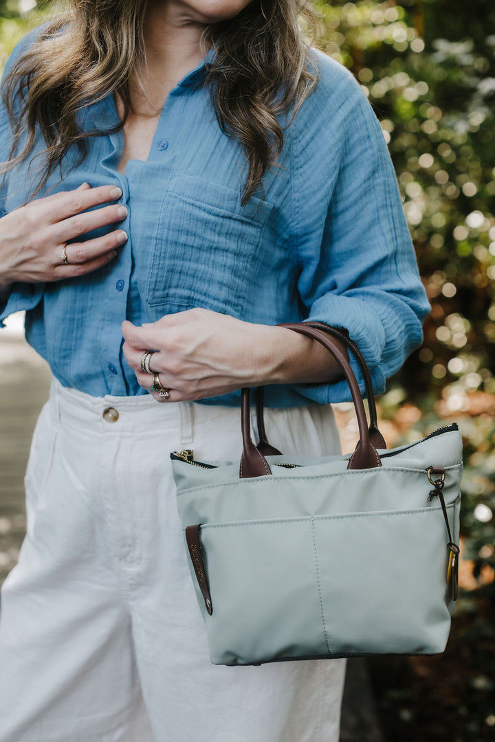 Dot | Slate Nylon + Brown Leather