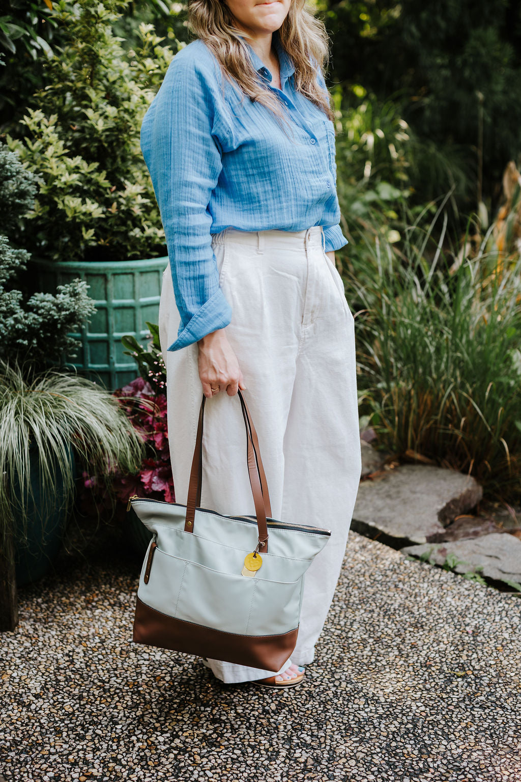 Harriet | Slate Nylon + Brown Leather