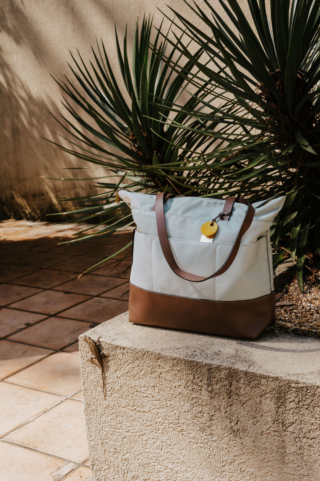 Harriet | Slate Nylon + Brown Leather