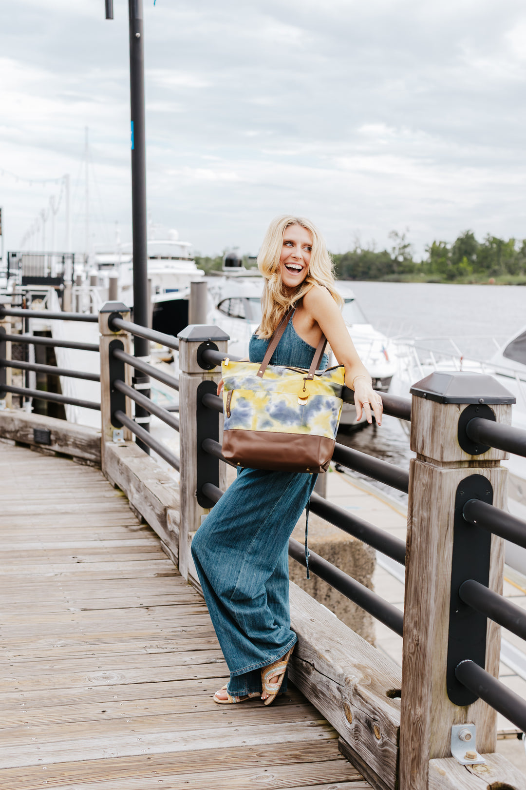 Harriet Tote Bag | Horizon Canvas + Brown Leather
