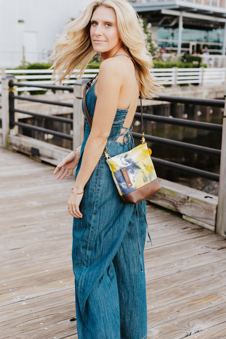 Betsy Bucket Bag | Horizon Canvas + Brown Leather