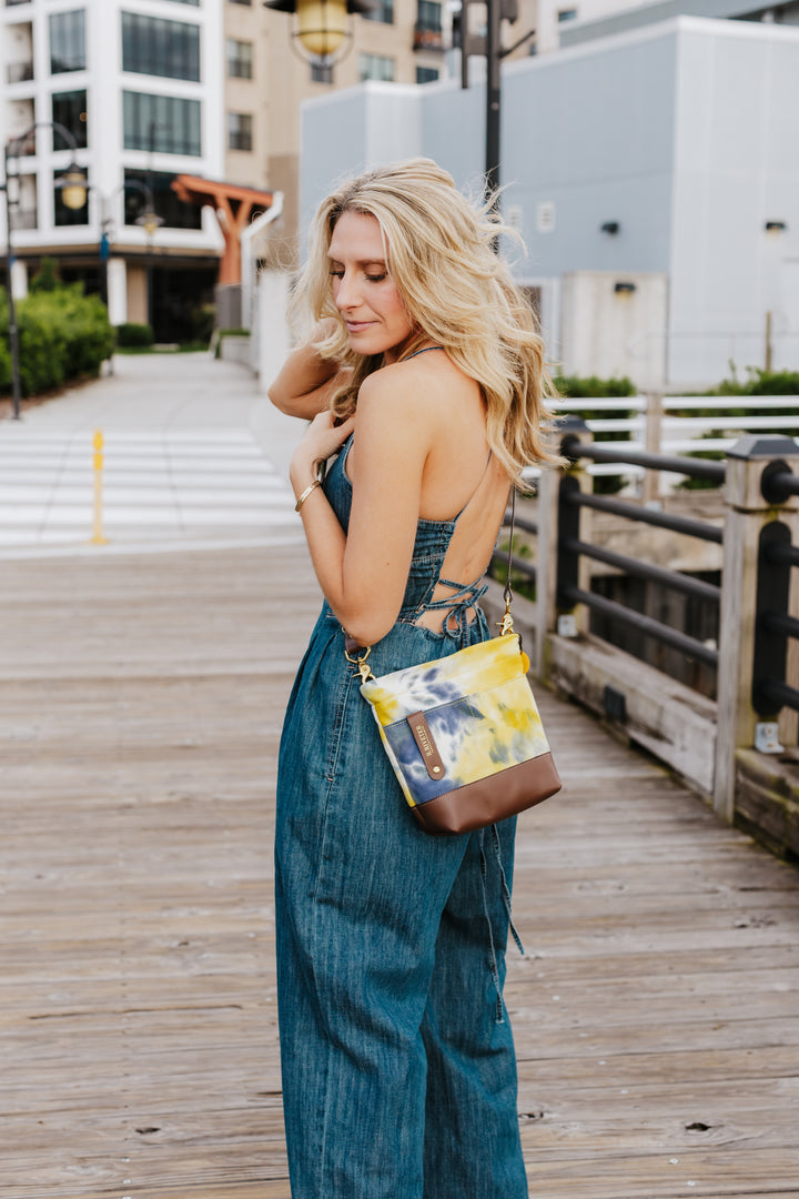 Betsy Bucket Bag | Horizon Canvas + Brown Leather
