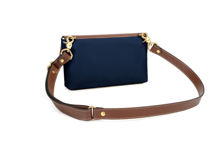 Patton | Navy Nylon + Brown Leather