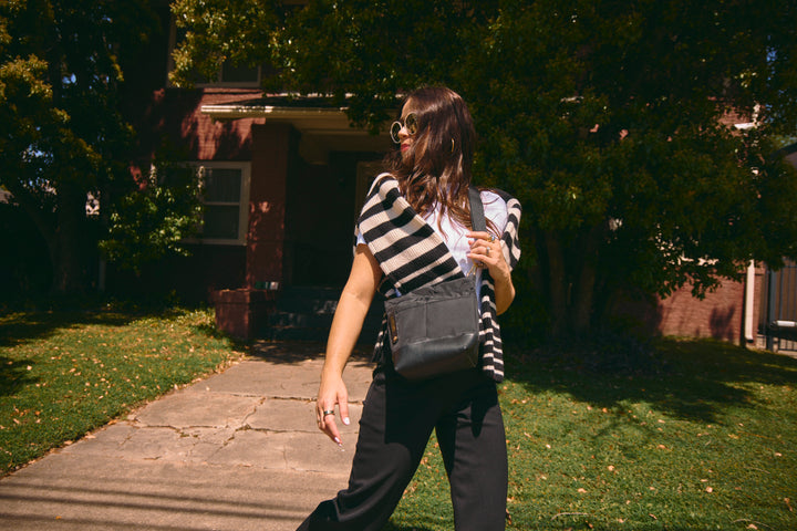 Betsy Bucket Bag | Black Nylon + Black Leather