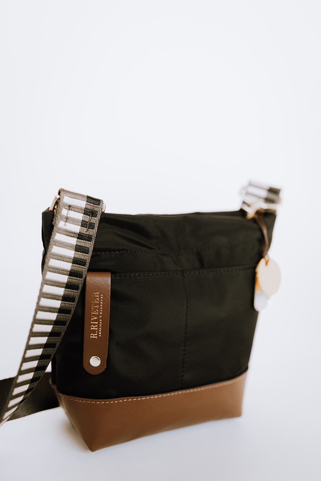 Betsy Bucket Bag | Black Nylon + Brown Leather