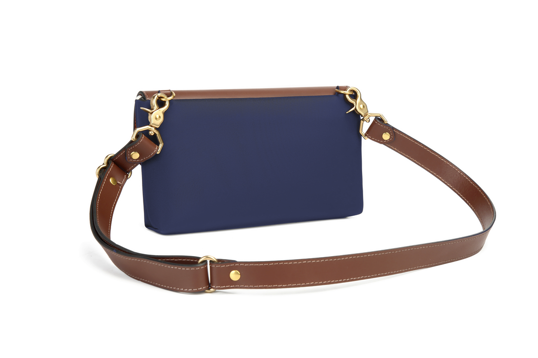 Patton | Navy Nylon + Brown Leather