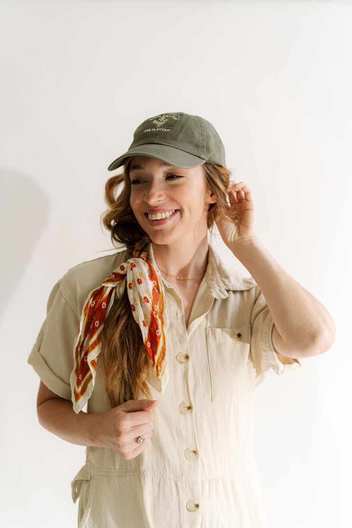 Baseball Hat | Fatigue with Wildflower Embroidery