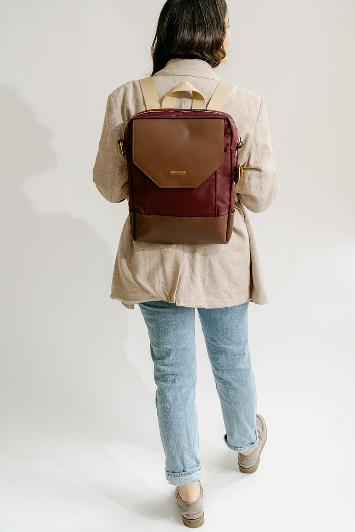 Corbin | Wine Nylon + Brown Leather