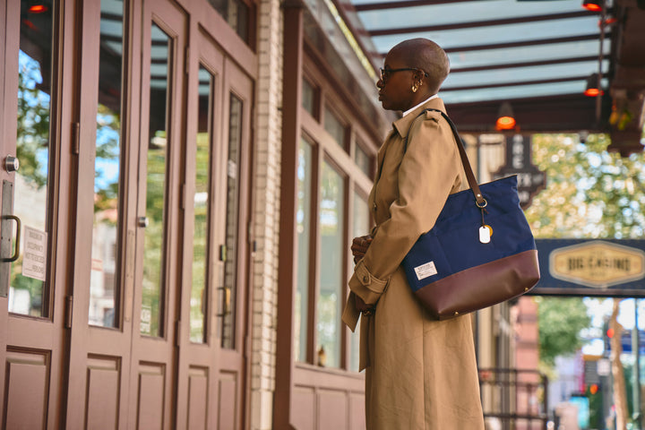 Harriet | Navy Nylon + Brown Leather