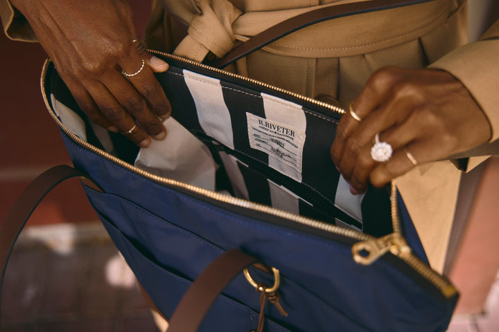 Harriet Tote Bag | Fatigue Nylon + Brown Leather