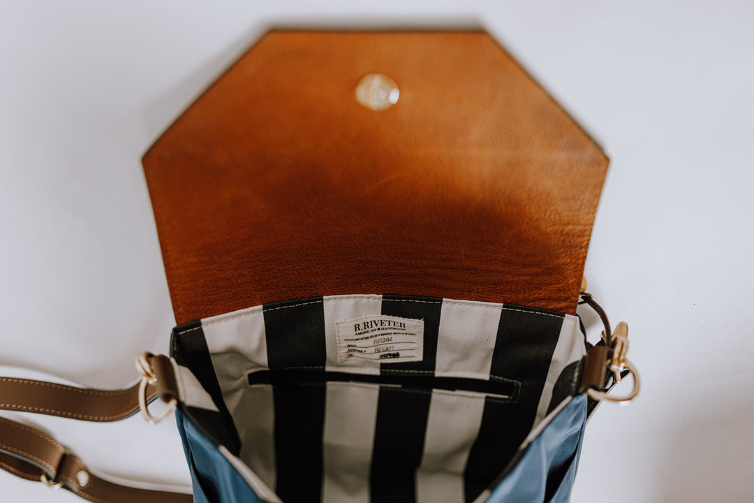 Hobby | Navy Nylon + Brown Leather