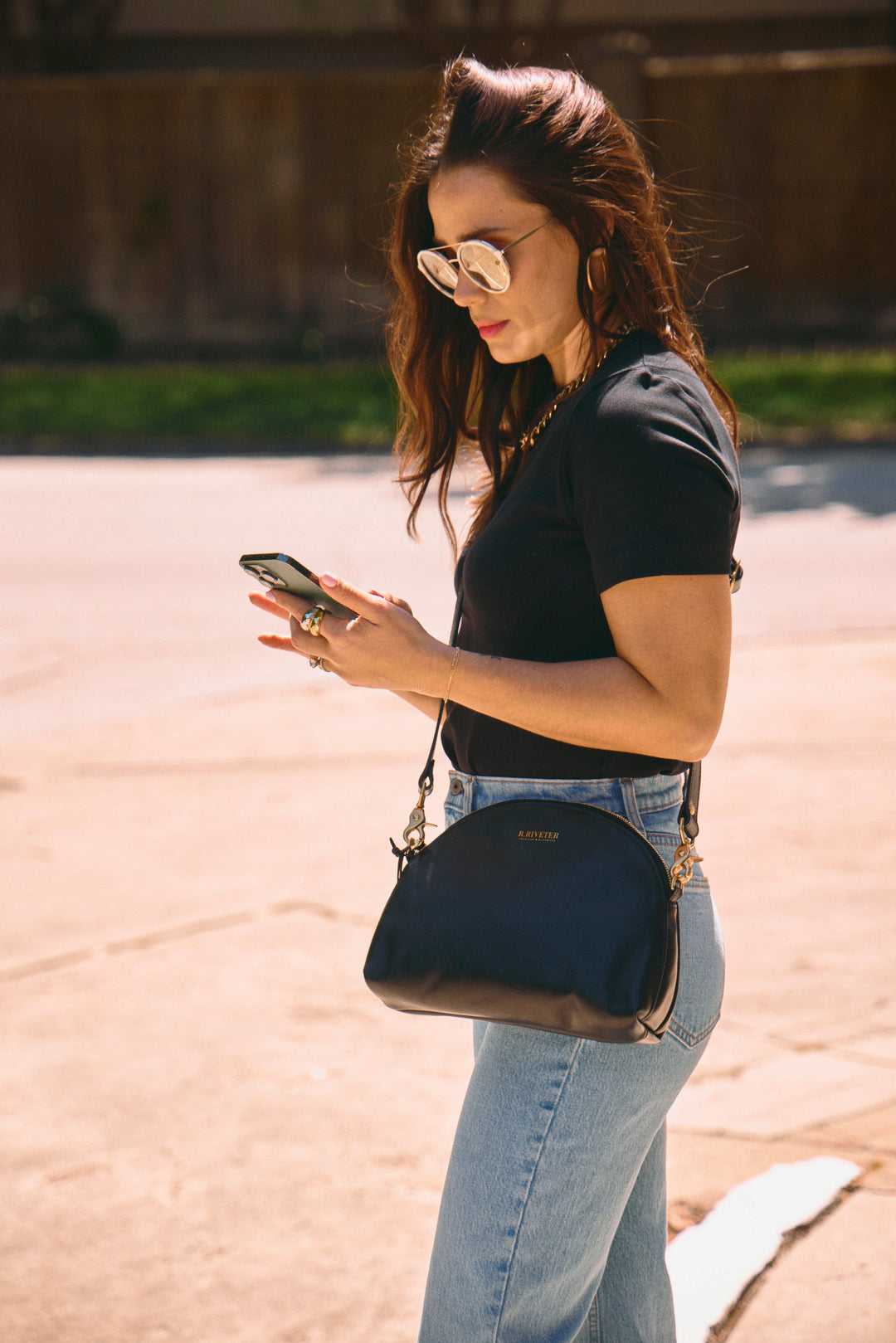 S&D Hopper | Space Black Leather Crossbody