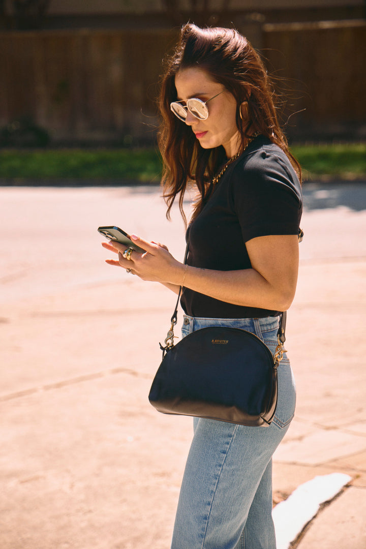 S&D Hopper | Space Black Leather Crossbody