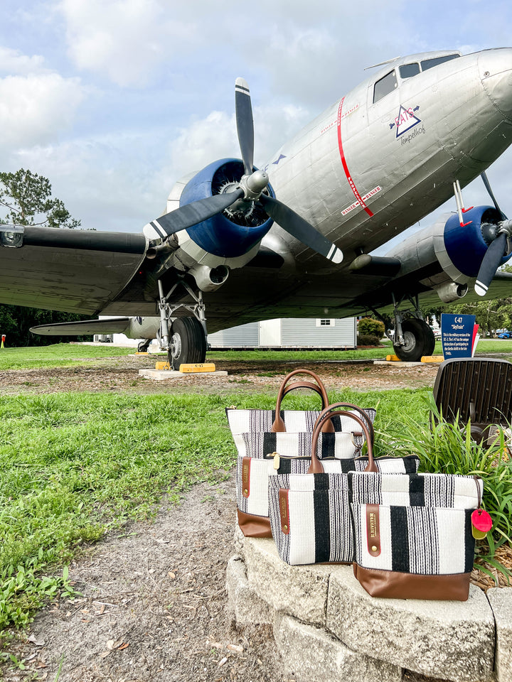 Otto | Black and White Woven + Brown Leather