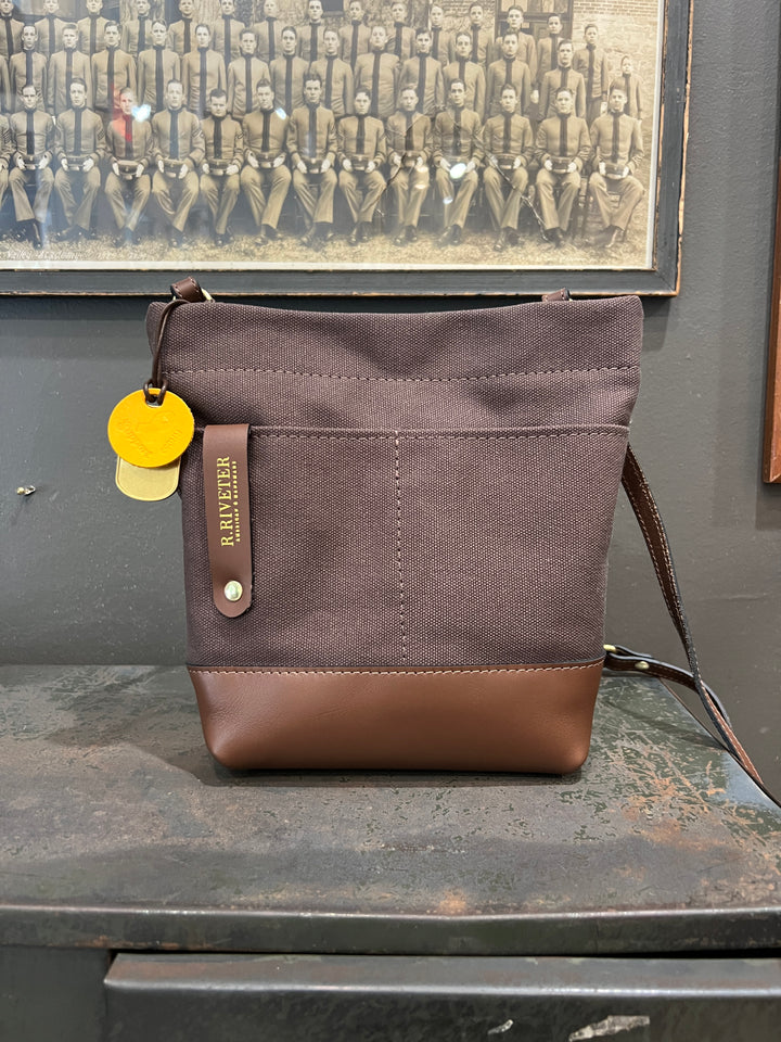 Betsy Bucket Bag | Umber Brown Canvas with Brown Leather