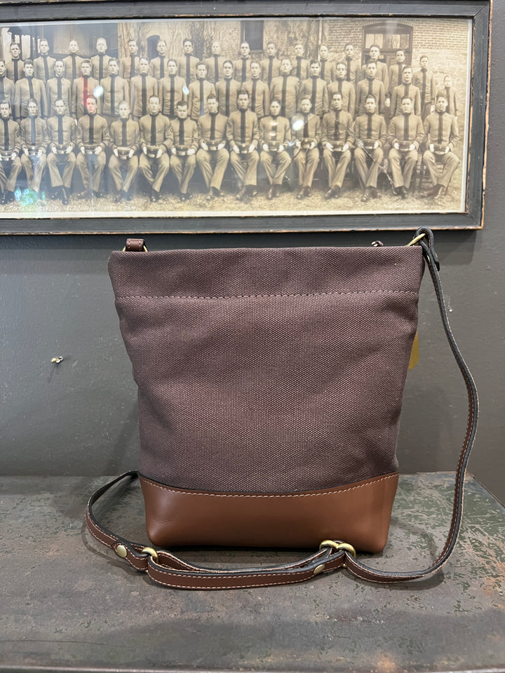Betsy Bucket Bag | Umber Brown Canvas with Brown Leather
