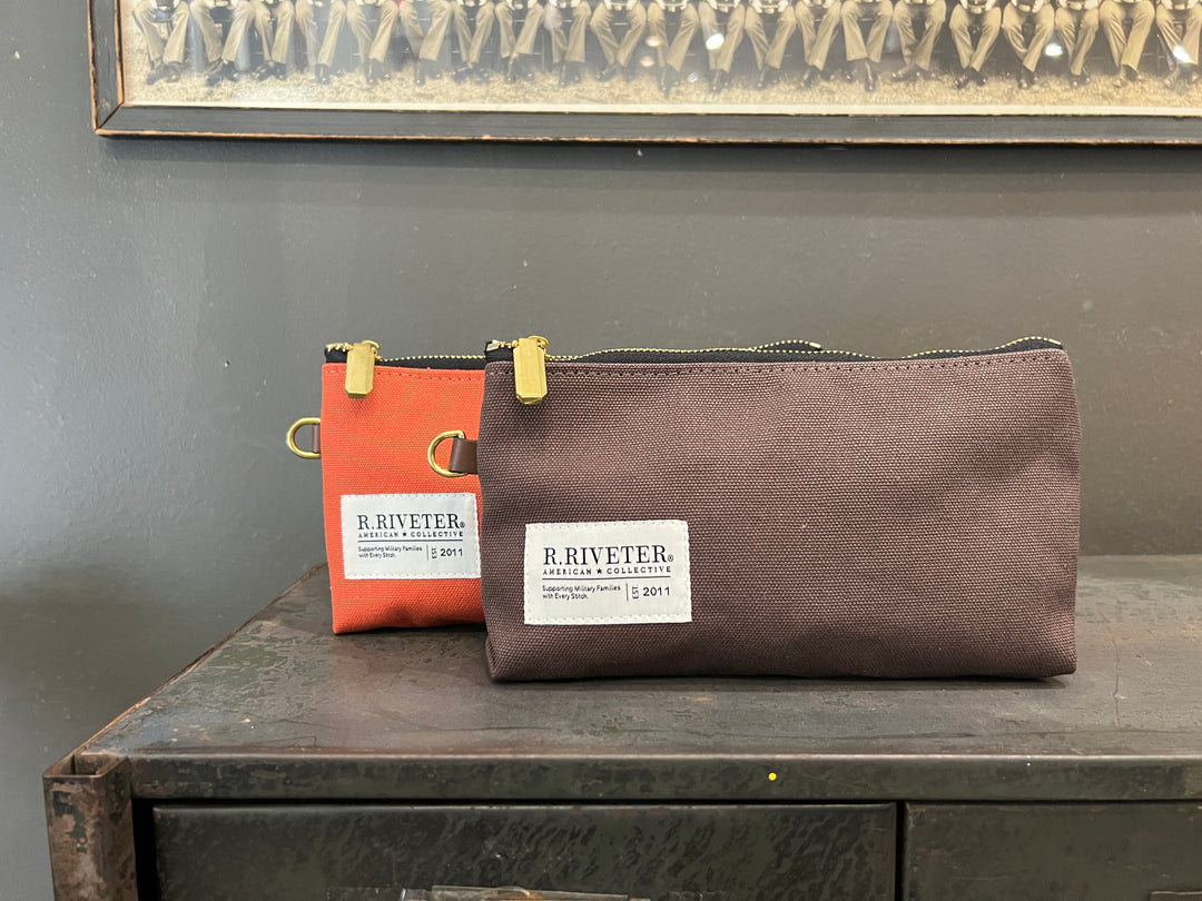 Lucy Zipper Pouch | Umber Brown Canvas
