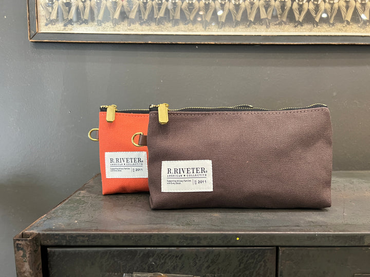 Lucy Zipper Pouch | Umber Brown Canvas