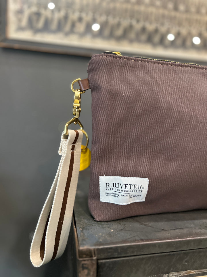 General | Umber Brown Canvas + Neutral Stripe Wristlet Strap