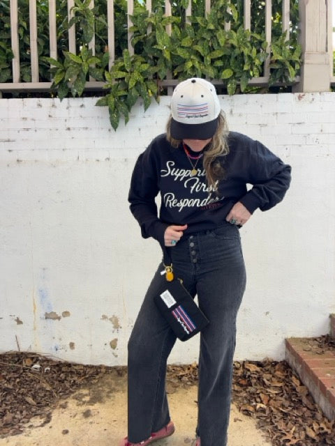 Black Crewneck Sweatshirt | Support First Responders