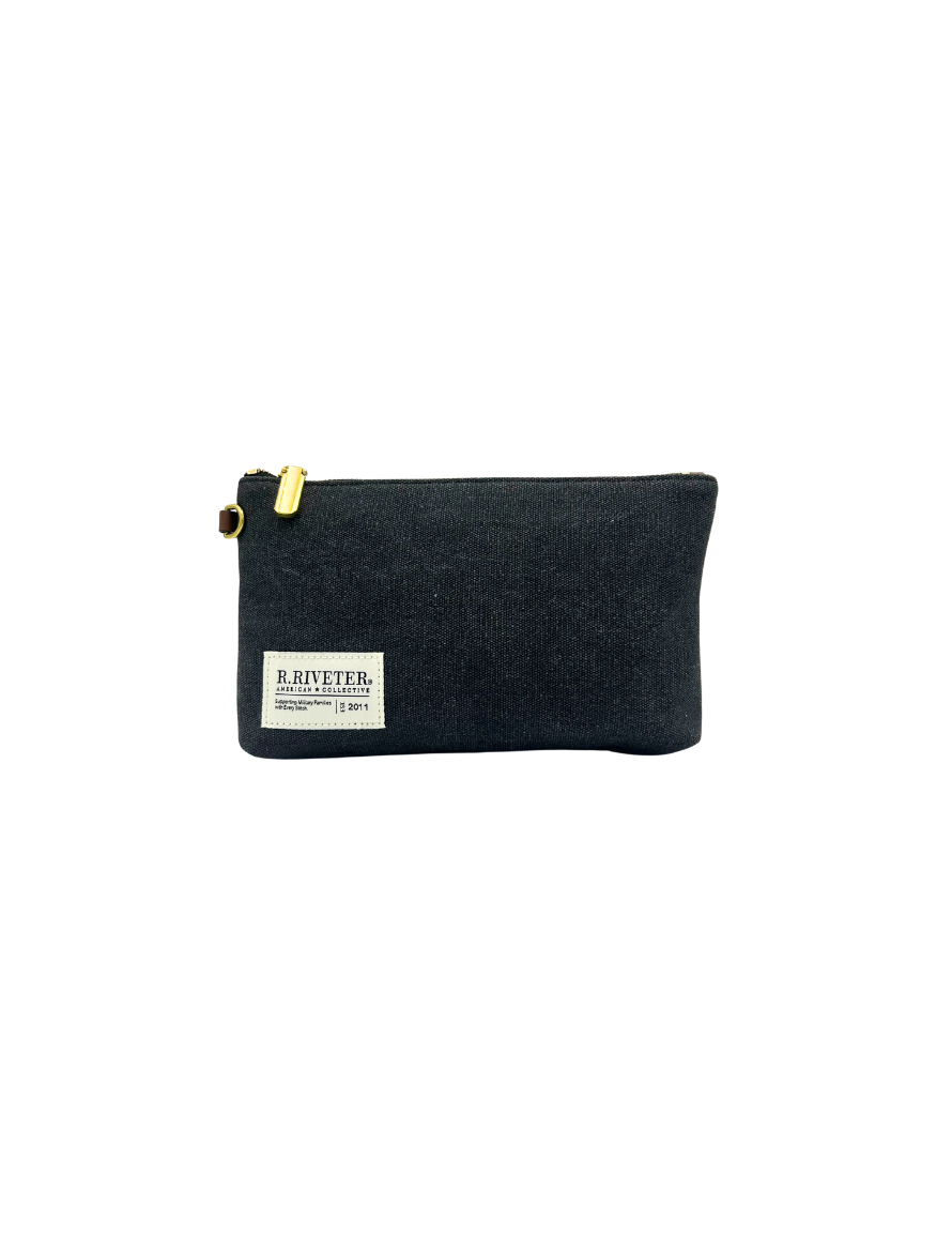 Lucy Large Zipper Pouch | Black Washed Canvas