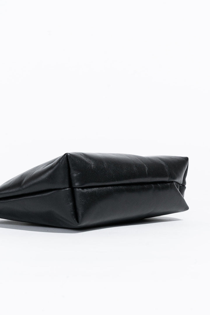 Naomi | Space Black Leather Zipper Clutch