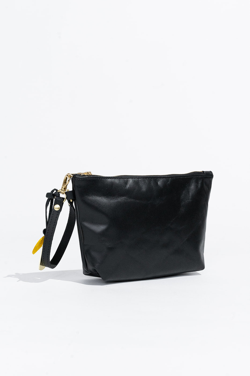 Naomi | Space Black Leather Zipper Clutch