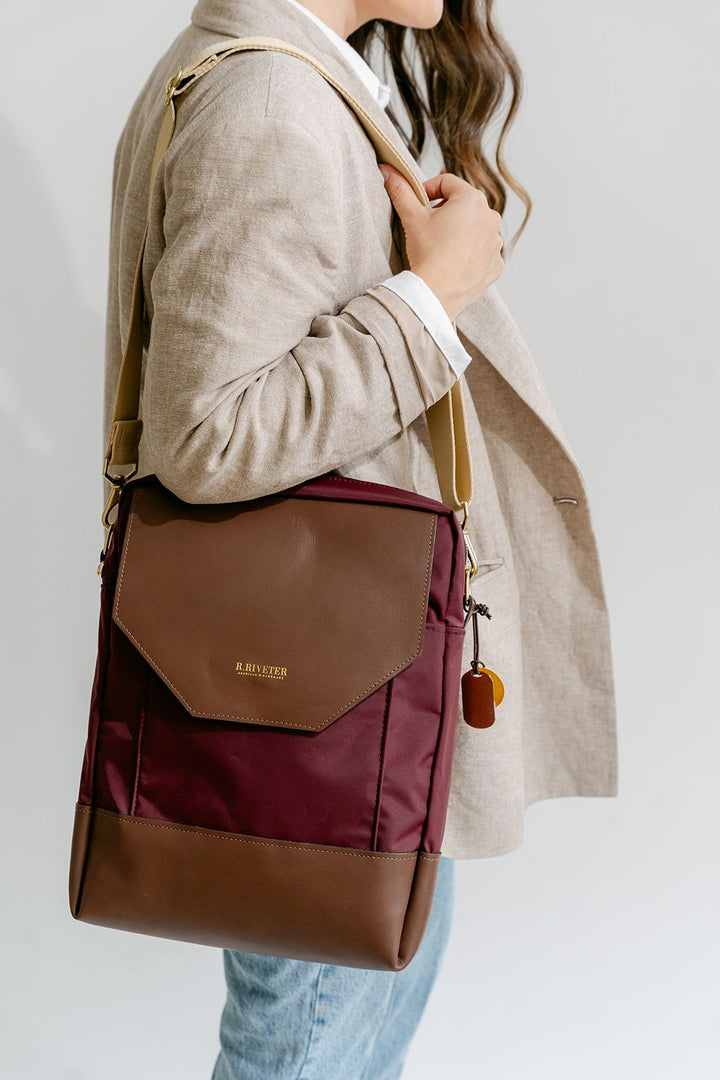 Corbin | Wine Nylon + Brown Leather