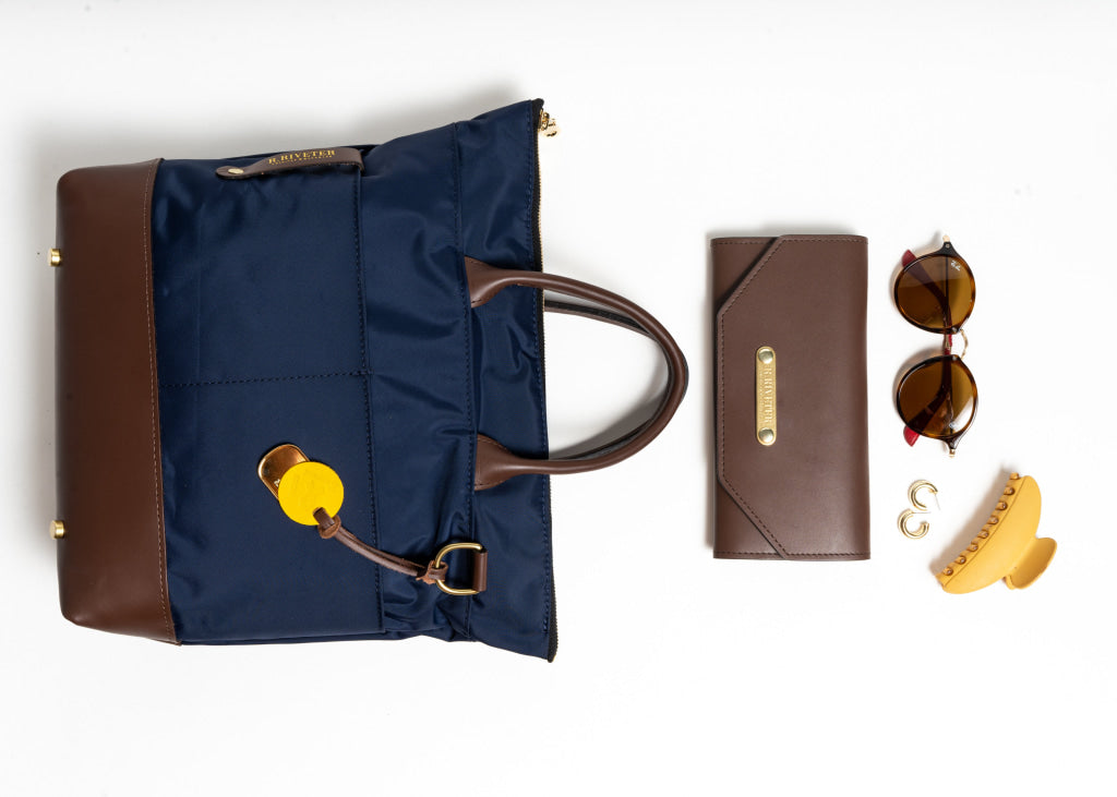 Otto | Navy Nylon + Brown Leather