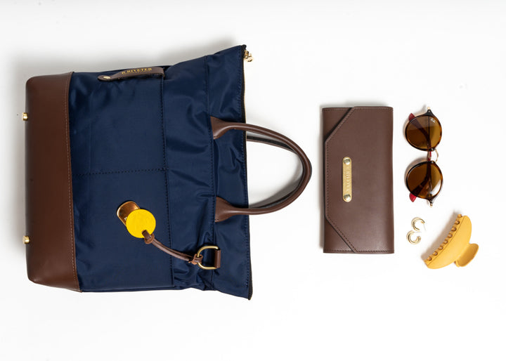 Otto | Navy Nylon + Brown Leather