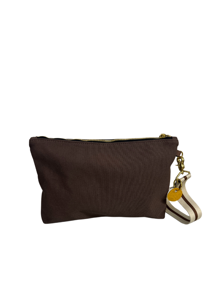 General | Umber Brown Canvas + Neutral Stripe Wristlet Strap