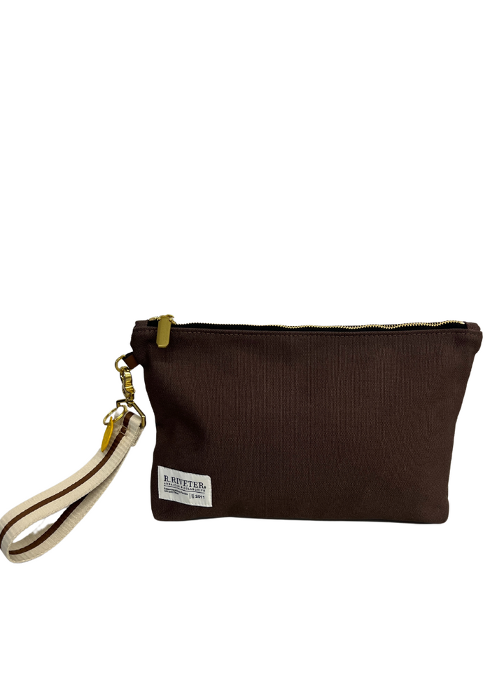 General | Umber Brown Canvas + Neutral Stripe Wristlet Strap