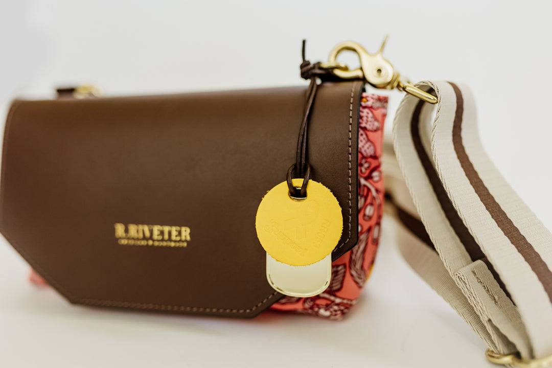 Whittle | Rose Bandana Printed Nylon + Brown Leather Belt Bag