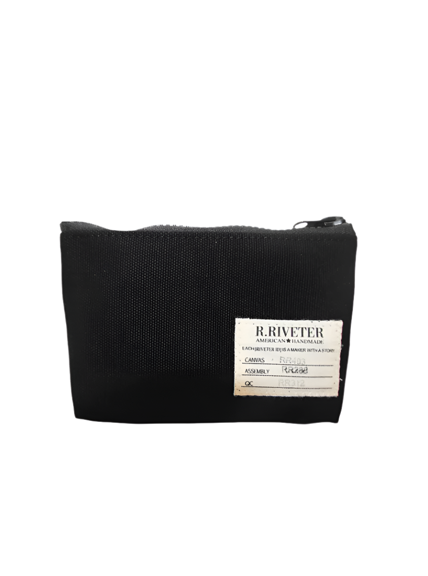 Lucy Mini Zipper Pouch Black Canvas w/ Plastic Molded Zipper – R