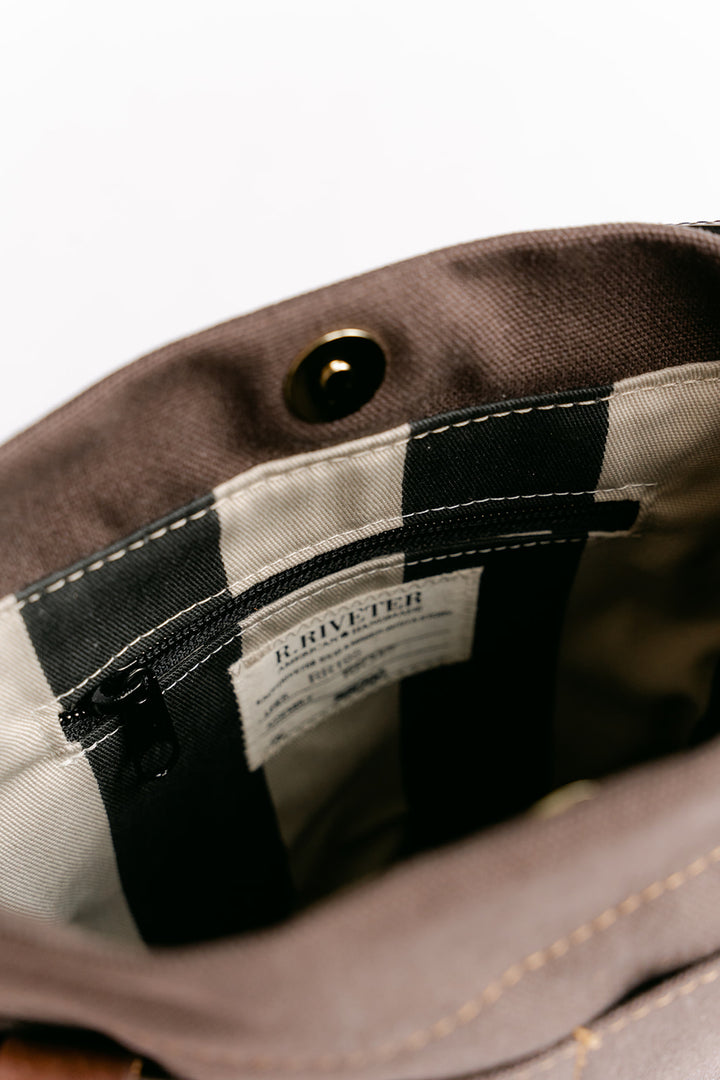 Betsy Bucket Bag | Umber Brown Canvas with Brown Leather