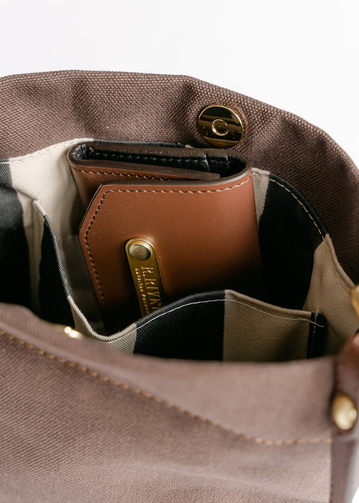 Betsy Bucket Bag | Umber Brown Canvas with Brown Leather