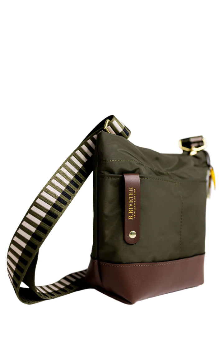 Betsy Bucket Bag | Fatigue Nylon + Brown Leather