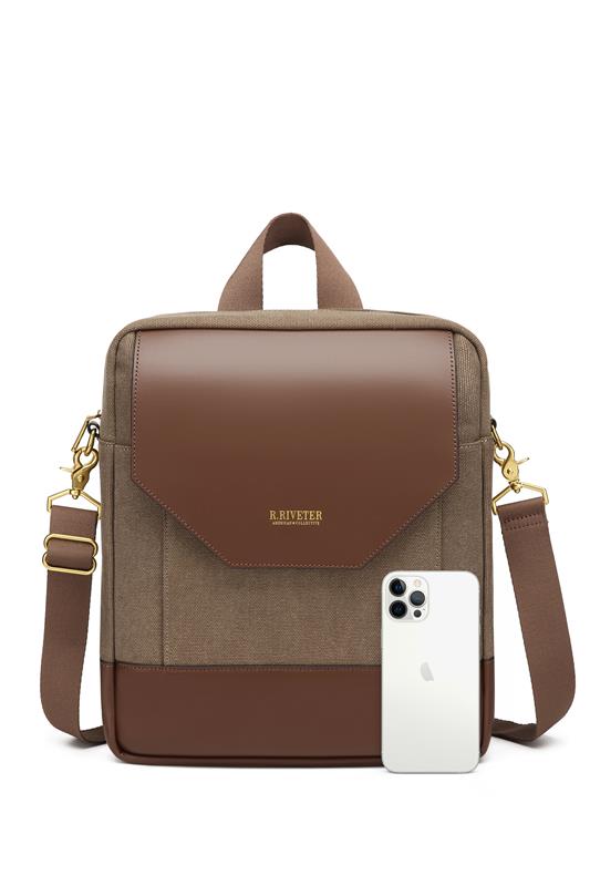 Corbin | Chocolate Washed Canvas + Brown Leather